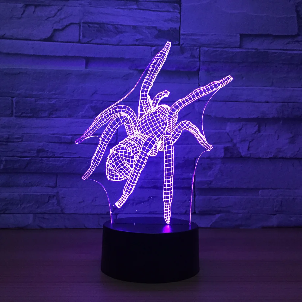 Spider Model 3d Vision Led Lamp Remote Touch Switch 7 color Luminaria De Mesa Night Light For Kid Toy Gif | Лампы и освещение