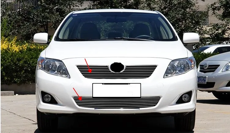 Передняя Верхняя решетка гриля из нержавеющей стали для Toyota Corolla 2008-09 2 шт. |