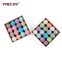 tyry hu handmade crochet beads 20pc elegant wooden beads 16mm ball knitted by cotton thread for diy jewellery making ecofriendly