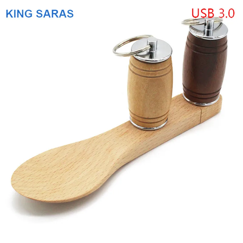 KING SARAS стиль usb3.0 кленовый бочонок ложка Флешка 4 ГБ 8 ГБ 16 Гб ГБ 32 Гб кленовый usb 3,0 деревянный логотип гравировка usb флеш-накопитель