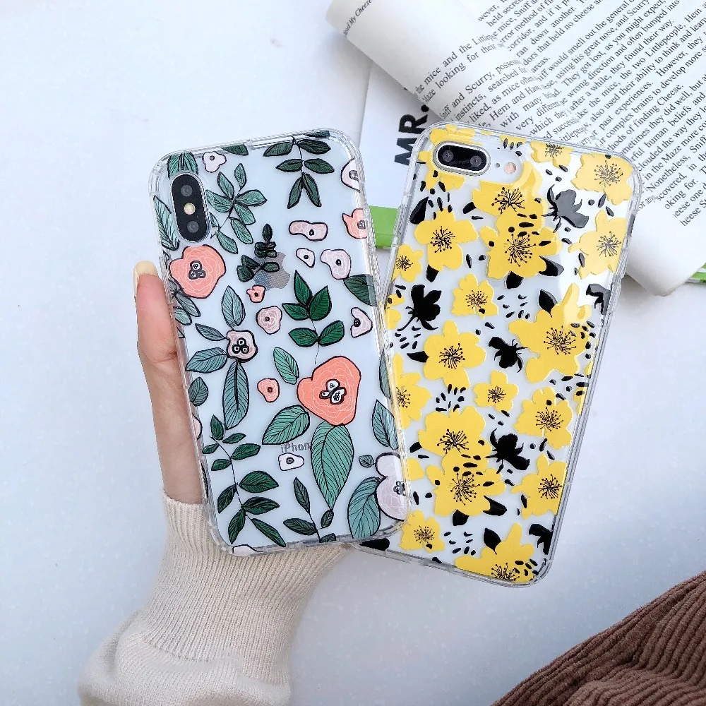 Роскошный 3D рельефный ТПУ чехол для iphone XS XR Max цветочный мягкий прозрачный