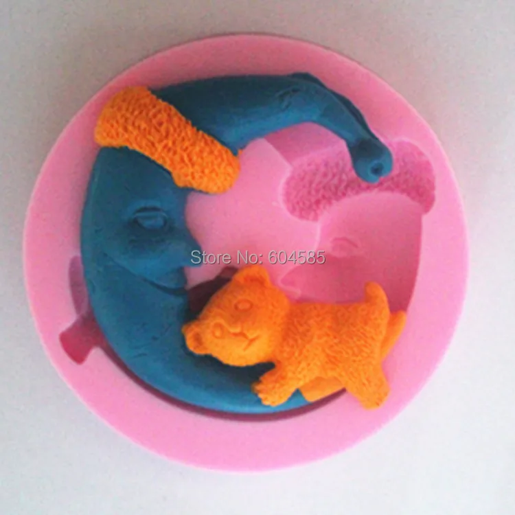 

Форма для мыла и шоколада bear hug the moon силиконовые формы для помадки на торт, для кухни, форма для выпечки, FM138