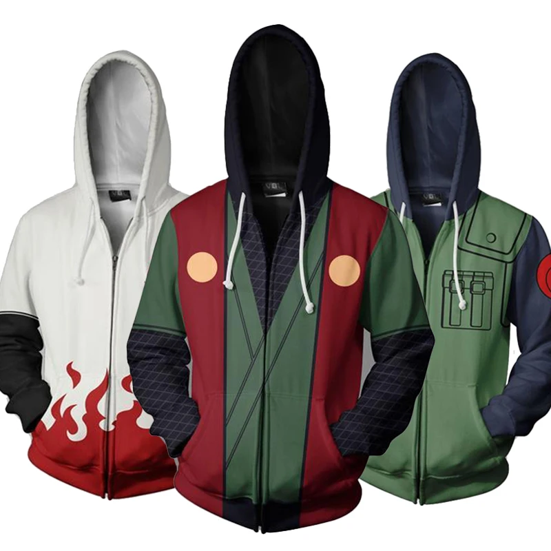Унисекс Наруто 3D толстовки с капюшоном Hatake Kakashi куртка пальто Namikaze Minato аниме