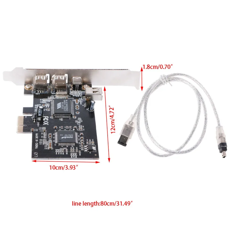 1 комплект PCI-e 1X IEEE 1394A 4 Порты и разъёмы (3 + 1) шина сверхбыстрой передачи данных