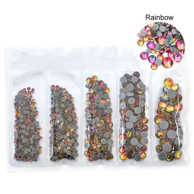Rainbow Смешанные размеры стеклянные стразы исправление хрусталя и искусственного алмаза AB железо на стразы Flatback исправление стразы для одежды B3700 - Цвет: Rainbow