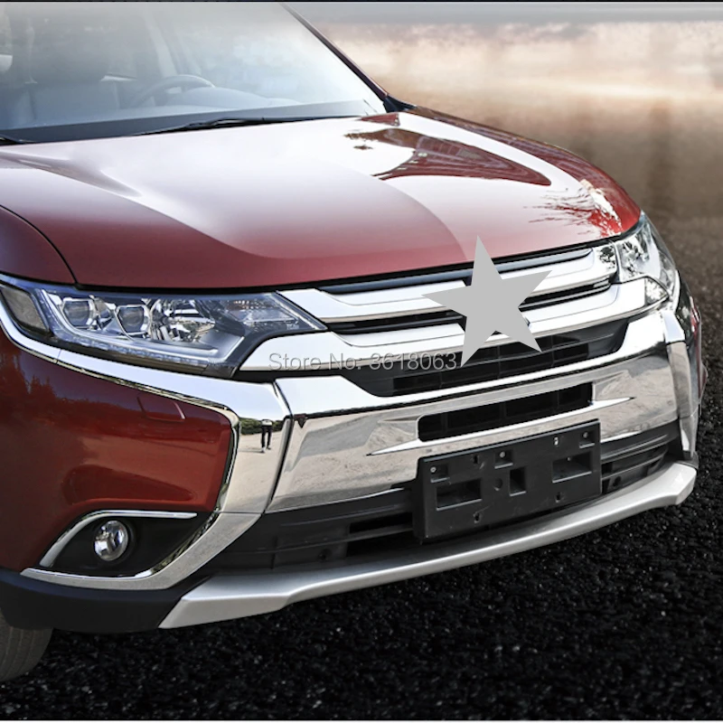 Передний бампер крышка головки решетка гриль глянцевый планки для Mitsubishi Outlander хромовые автомобильные аксессуары для стайлинга
