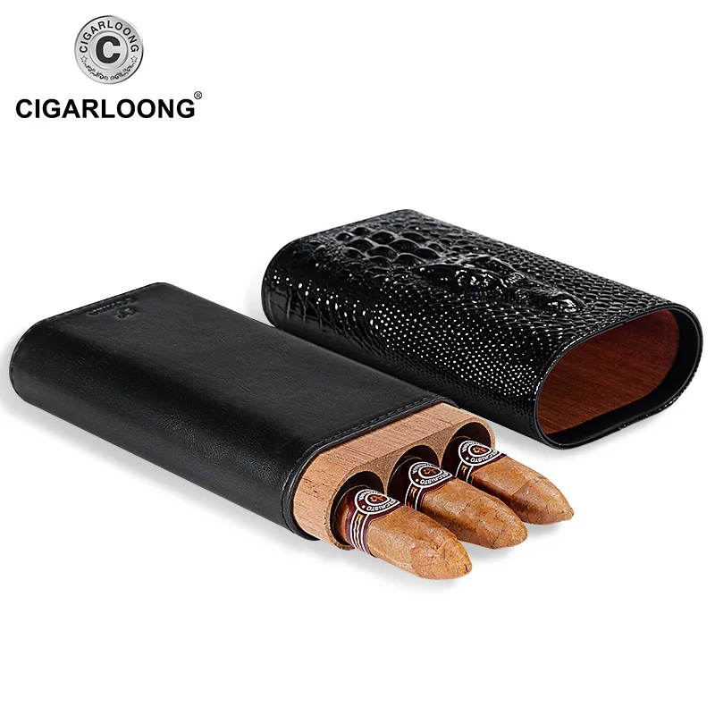 COHIBA Новое поступление кожаный чехол Портативный хьюмидор коробка подходит для 3 сигар Подарочная коробка чехол для сигар CLH-0053