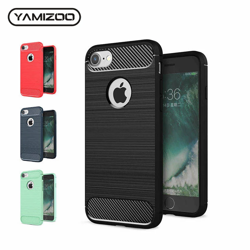 YAMIZOO For iPhone 6s 7 Case Thin Soft Carbon Fiber Shockproof Cover Silicone Matte Phone Cases for 6 8 Plus X Coque |