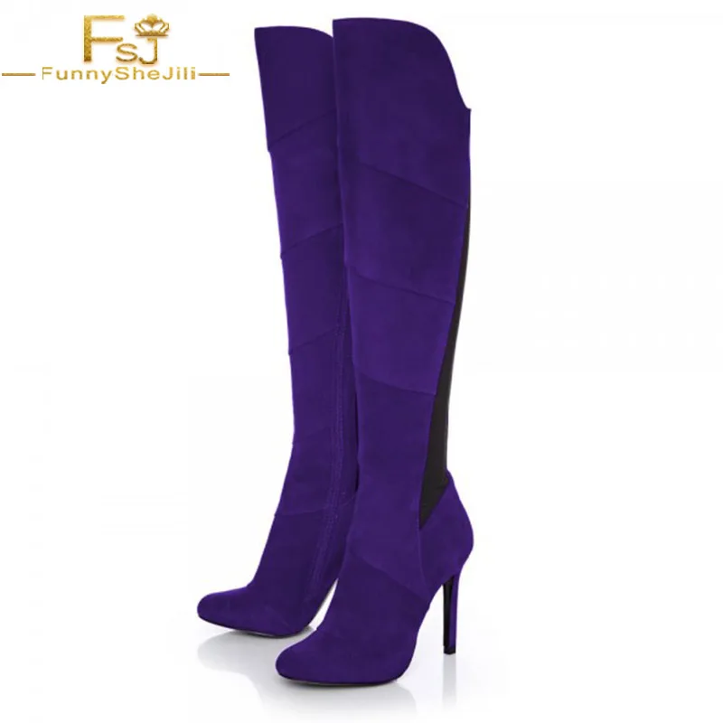 

Purple Suede Knee Boots Super High Heel Autumn, Winter Work, Formal event, Party Polyurethane Stiletto Heel Fashion Long Boots