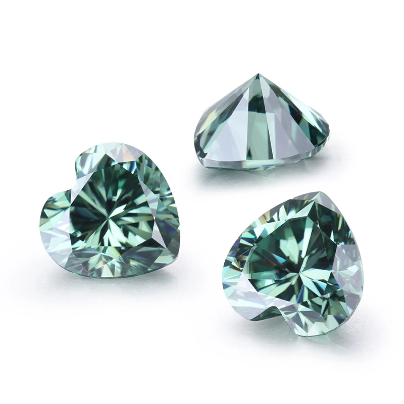 

8*8mm green moissanites beads for rings heart moissanites test positive gems