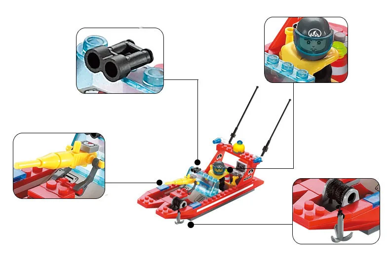 Просвещения Building Block Пожарная служба All-Terrain своих лодки Carrier грузовик 3 пожарный