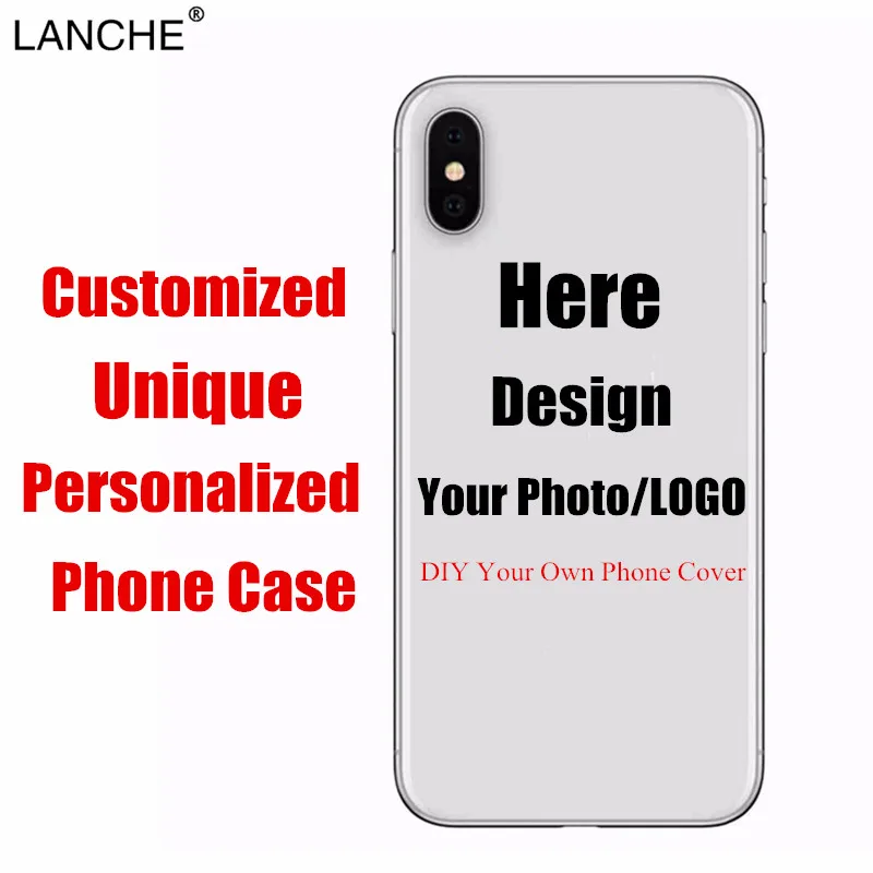 LANCHE Customized Photo Phone Cases For iphone X 7 8 6 6s Plus XS Max Case iPhone 5 5s se Soft Silicone DIY image Logo Cover |
