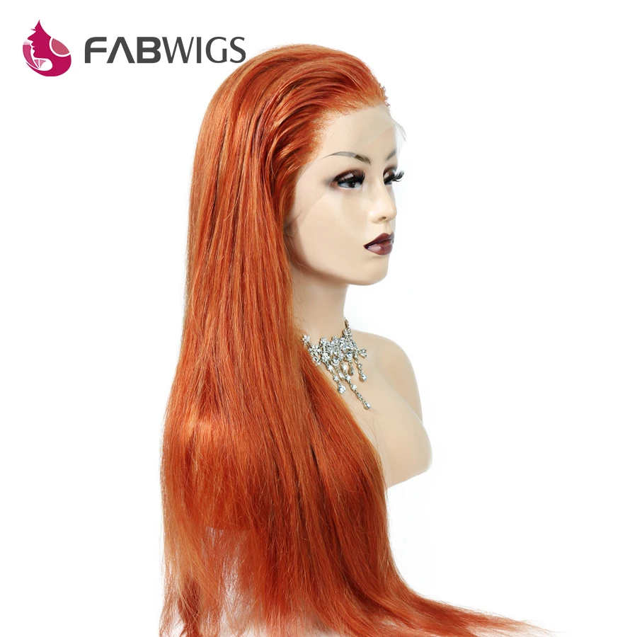Парики из натуральных волос Fabwigs волнистые волосы имбирного цвета с прядями для