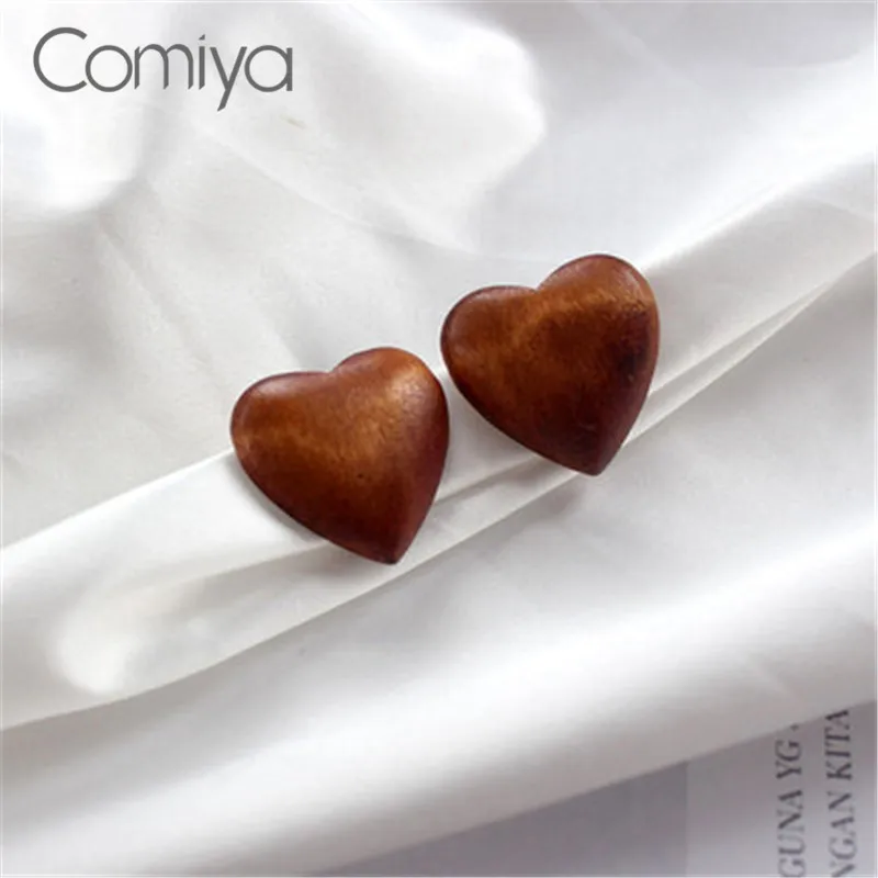 Comiya Новые Дизайнерские Серьги-гвоздики для женщин Декор из дерева Винтажные украшения Личностные серьги Orecchini Интернет-шоппинг Индия.
