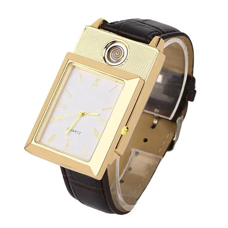Simple USB Charging Lighter Watch Flameless Windproof Electronic Cigarette Lighters Wrist | Наручные часы