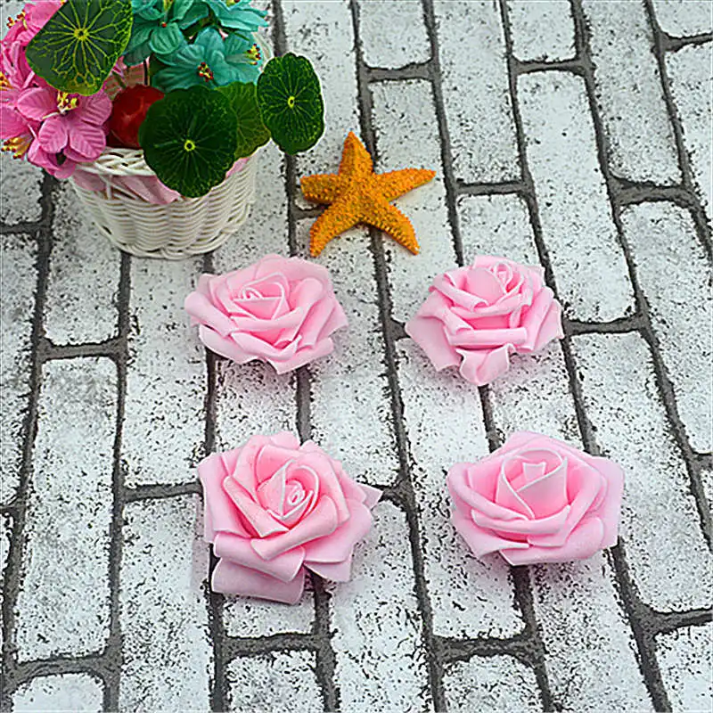 Light pink 10 шт./лот, дешево, 6 см, пена, искусственные цветы розы, голова для свадьбы, украшение автомобиля, сделай сам, декоративная роза, скрапбукинг, ремесло, Флорес - Цвет: Light pink