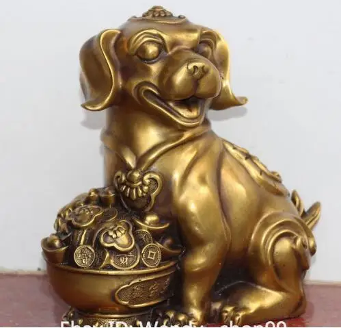 YM 305 Китайский Фэншуй Yuanbao Money Ruyi Сокровище миска животное фотособака статуя | Дом