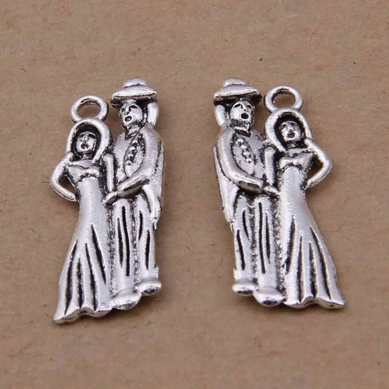 

RAINXTAR Fashion Wedding Alloy Charms Bride And Bridegroom Pendant Charms For Valentine's Day 10*28mm 20pcs AAC019