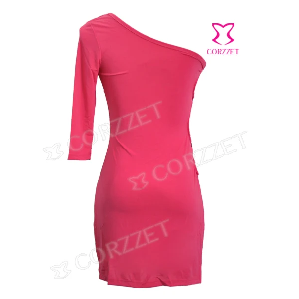 Милое облегающее платье на одно плечо с рукавом до локтя и вырезом сбоку Летние