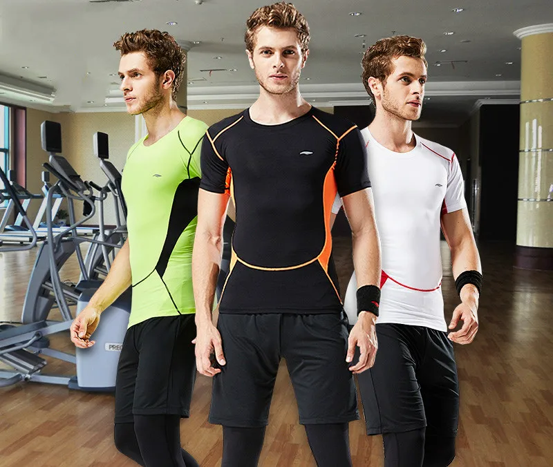 Мужские спортивные костюмы для занятий спортом фитнесом бегом набор короткие