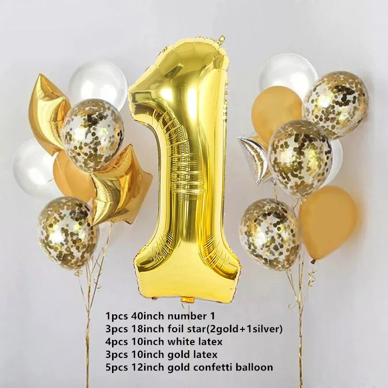 style9 1 комплект воздушные шары на день рождения цифра 1 гелиевые фольгированные шары для мальчиков и девочек от 1 года до 1 года детские вечерние украшения - Цвет: style9
