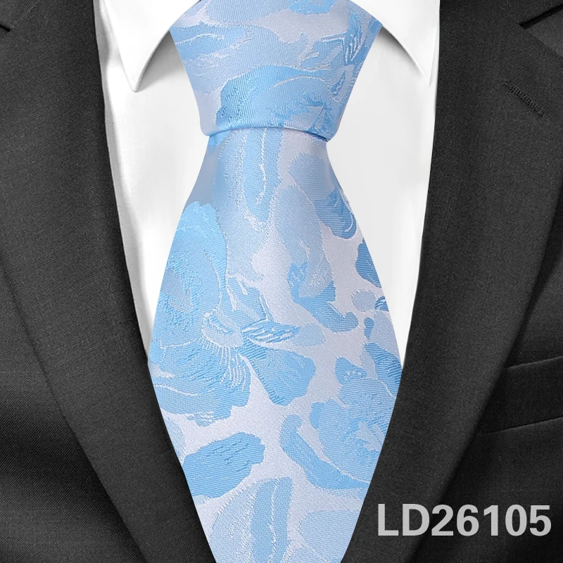 LD26105 Новые шелковые галстуки для мужчин жаккардовые Классические Цветочные Галстуки для костюмов мужской деловой шейный галстук галстуки 8 см Ширина Галстуки для жениха - Цвет: LD26105
