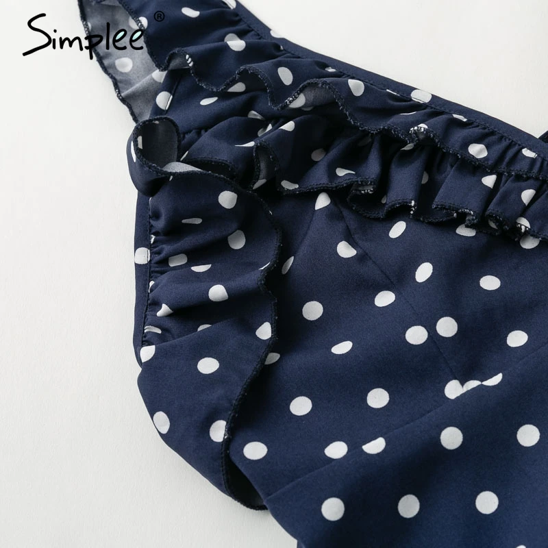 Simplee точка Глубокий v шеи короткий летний сарафан Cross оборками спинки связать