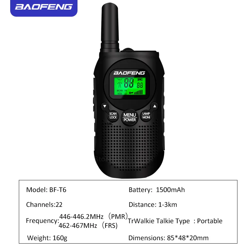1 шт. Baofeng Детские рации 22-канальный FRS/PMR радио 3 км радиус действия Мини