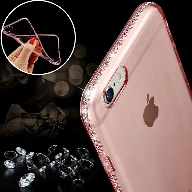 Блестящий чехол для iphone 6 6S Plus 7 8 plus 11promax прозрачный силиконовый со стразами XS Max XR X