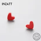 Женские серьги-гвоздики из серебра 925 пробы с сердечками