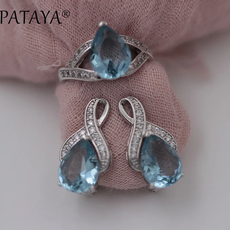Новые наборы ювелирных изделий PATAYA кольцо с сережками из натурального белого