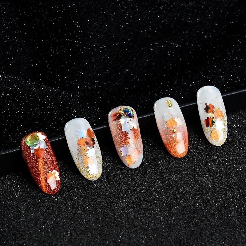 Mtssii 1Box 3D AB Chameleon Color Sequins Nail Art Glitter Flakes UV Gel Polish Maple Leaf DIY Design Paillette Decor Tools | Красота и