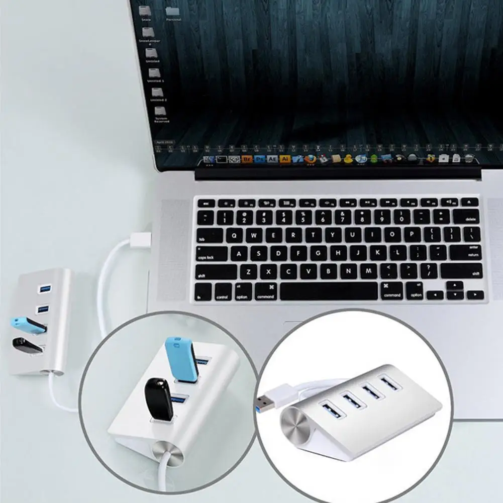 

4 Ports USB 3.0 HUB Aluminum High Speed For Macbook Pro Mac PC Laptop 5Gbps