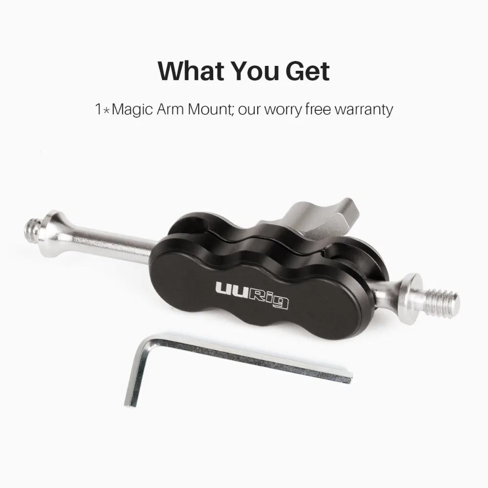 UURIG R002 Magic Arm Mount CNC Maching двойная шаровая Головка с винтом 1/4 ''для телефона