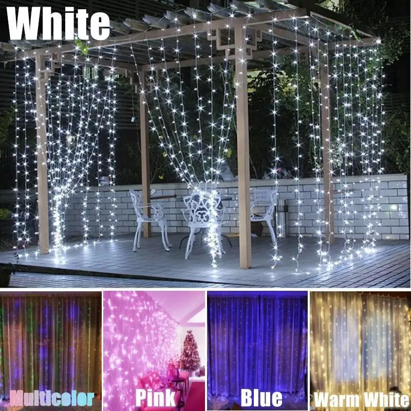 

3x1M LED Curtain Fairy Lights Christmas Garland String Lights For Home Outdoor Garden Holiday Wedding Party Backyard Decoration