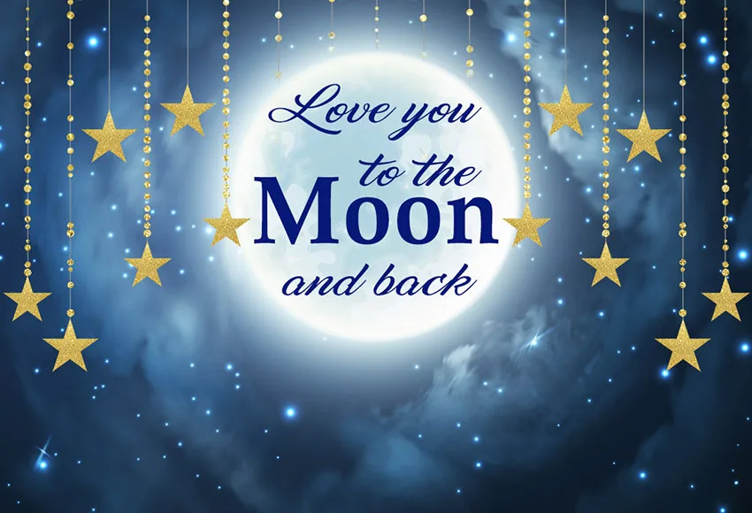Фон для фотосъемки с надписью Love You To The Moon and Back Baby Shower Мерцающая маленькая звезда