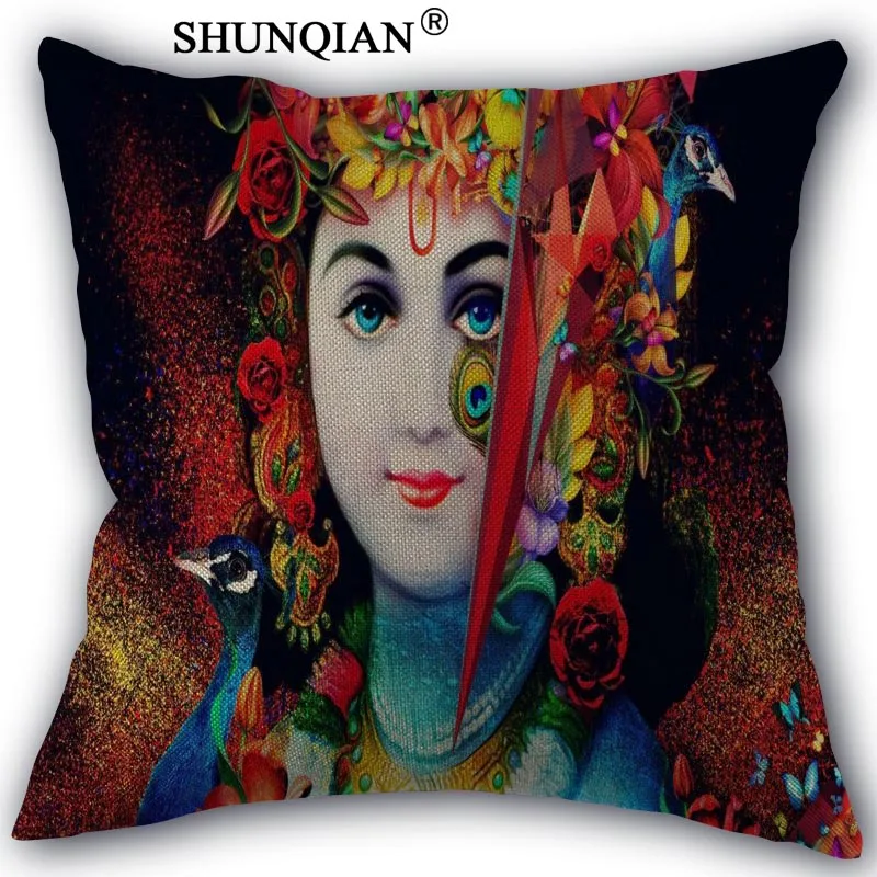 

Krishna Cartoon Cotton Linen Pillowcase Wedding Decorative Pillow Case 45x45CM one sides For Home Pillow Cover A10.17