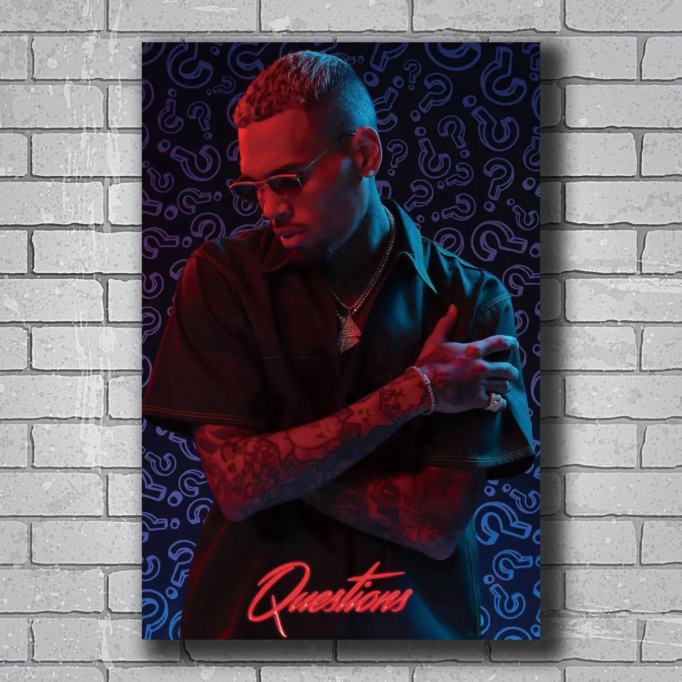 Q0346 Плакаты и принты вопросы Chris Brown реперские кепки на заказ художественный