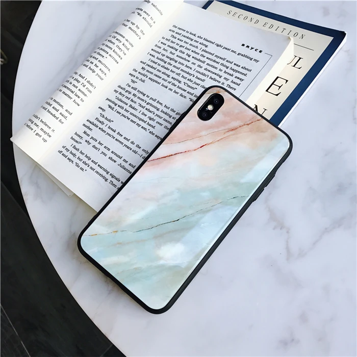 Wixcen Marble Tempered Glass Phone Case for IPhone XS XSMAX X 8 7 6 6s Plus All Inclusive Soft Edge Cover Coque Fundas |