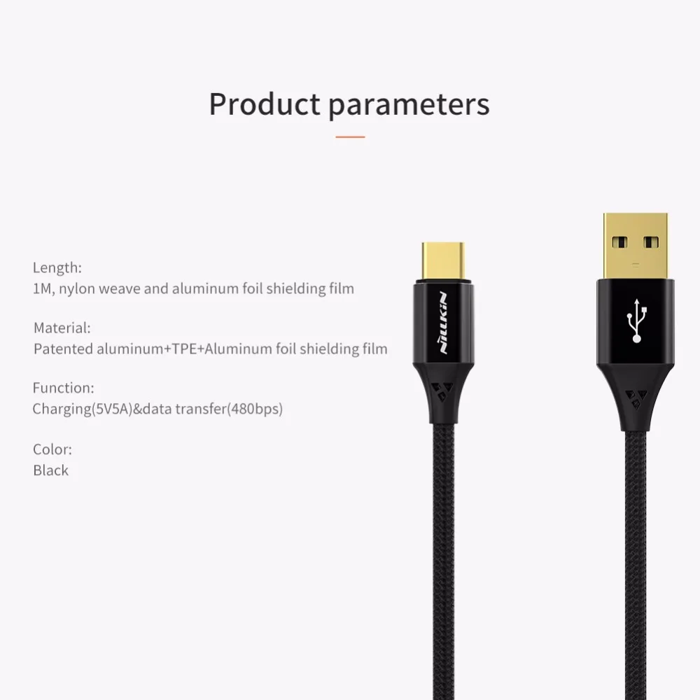 1m Fast Charging Type C USB Cable Original NILLKIN Nylon Weave Charger Adapter For Xiaomi mi 10 pro huawei Oneplus 8 OPPO|Кабели для