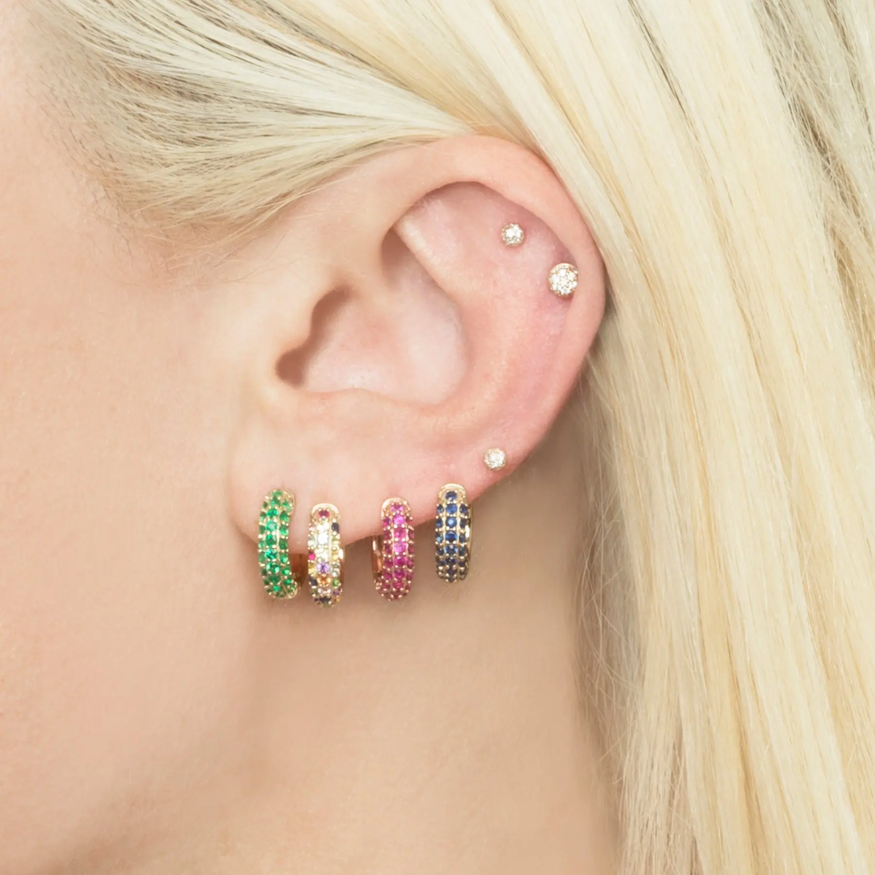 

7 COLORS colorful micro pave cz Mini Small cute Huggie hoop earring for girl women simple minimal trendy fashion jewelry