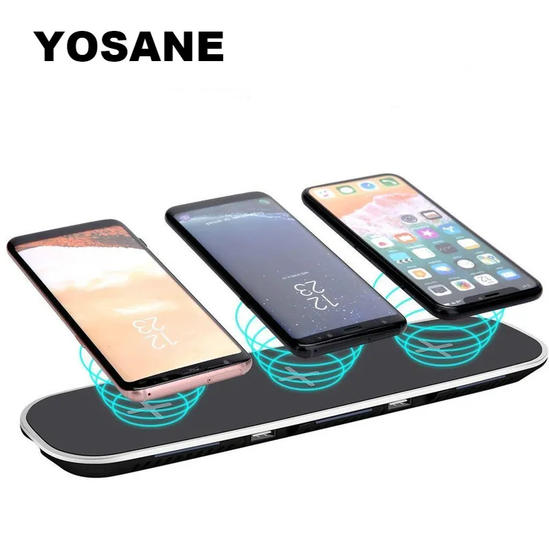 Беспроводное зарядное устройство 3 в 1 с 2 USB портами для iPhone X 8 Plus Samsung Note S8|Зарядные