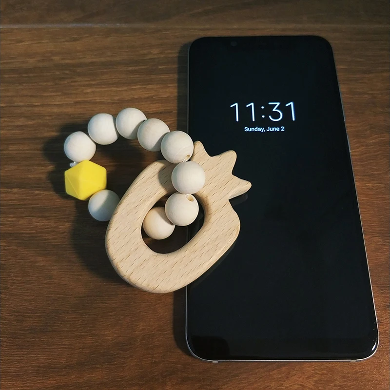 Детский деревянный браслет для прорезывающихся зубов кольца из натурального