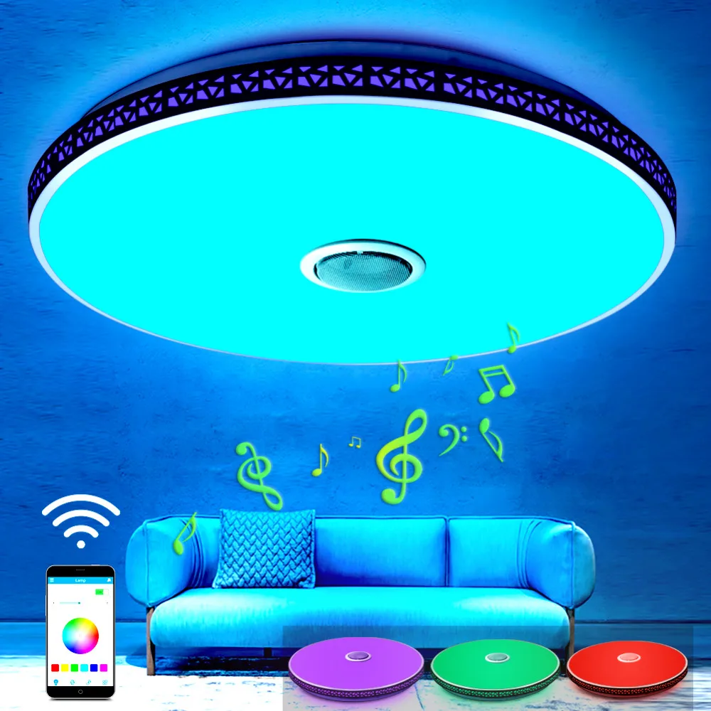 WEEVA Modern RGB Ceiling Light LED Lamp Panel Round Hall Surface Mount Flush Remote Control Living Room Bedroom Lighting Fixture | Лампы и