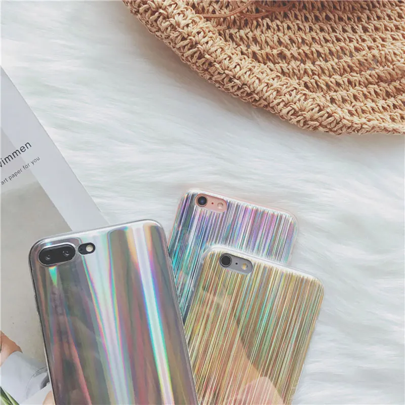 Цветной чехол Boucho с лазером для iphone X 6/7/8 plus веселые радужные блестящие Чехлы 6 6s 7 8