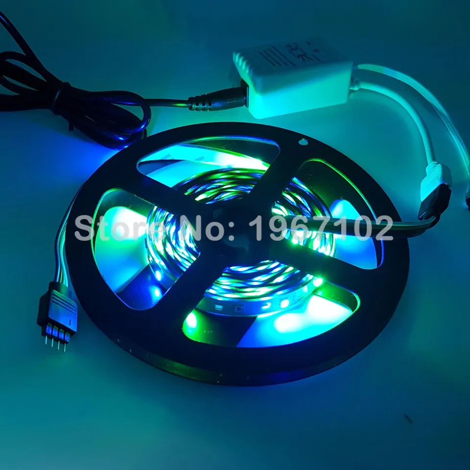 10 комплектов RGB Светодиодные ленты 5 м 300 светодио дный 3528 SMD 12 В 2A Мощность адаптер 24Key ИК-пульт гибкие светодиодные светодио дный ленты лампы для дома