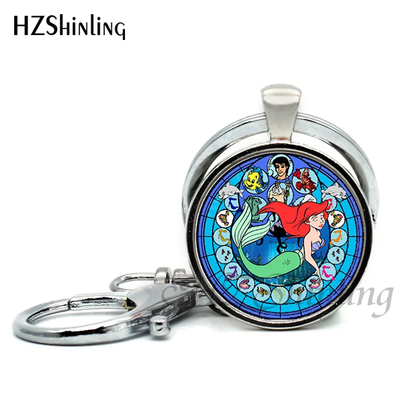 2017 New Deasign The Little Mermaid Keyring Handmade Fashion Pendant Jewelry Glass Dome Keychains Wholesale | Украшения и
