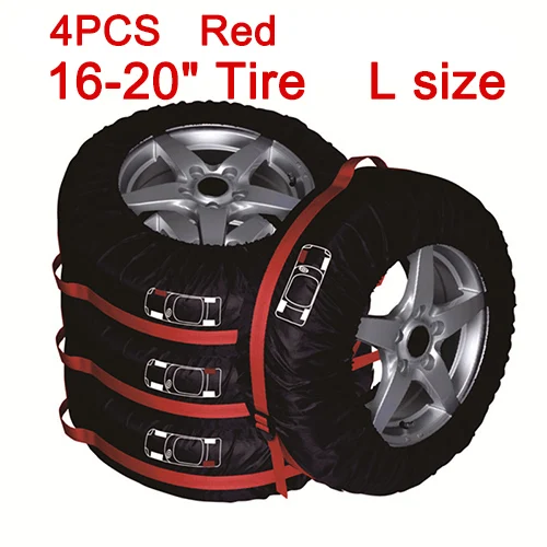 Red L Size 4 шт. чехол для автомобильных запасных шин гаражный чехол для автомобильных шин аксессуары для автомобильных шин летняя зимняя Защитная сумка для хранения шин - Цвет: Red L Size