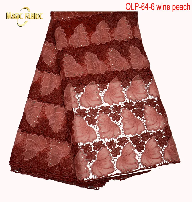 

2017 New fashion African organza lace fabric with stones ,high quality French guipure lace fabric for Wedding OLP-64
