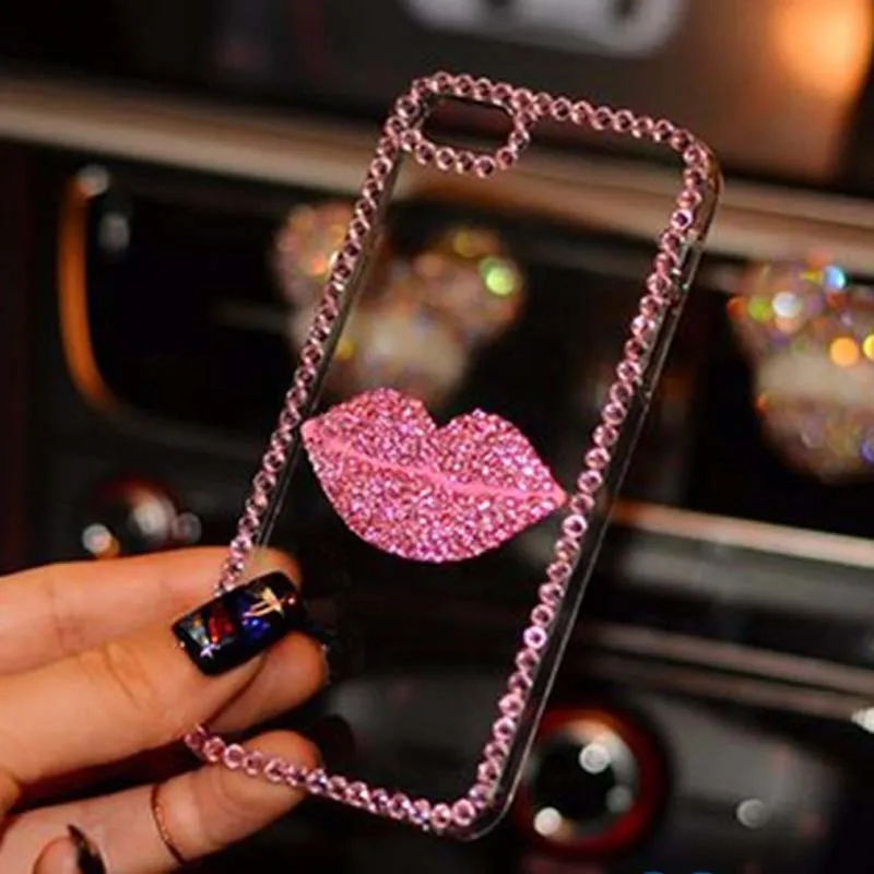 Капа Fundas Coque чехол для iPhone X 8 плюс 6 S 7 5 5S SE 5C 4S 4 Bling Diamond губ Plus plus |